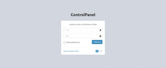 Přihlašovací stránka do Controlpanelu