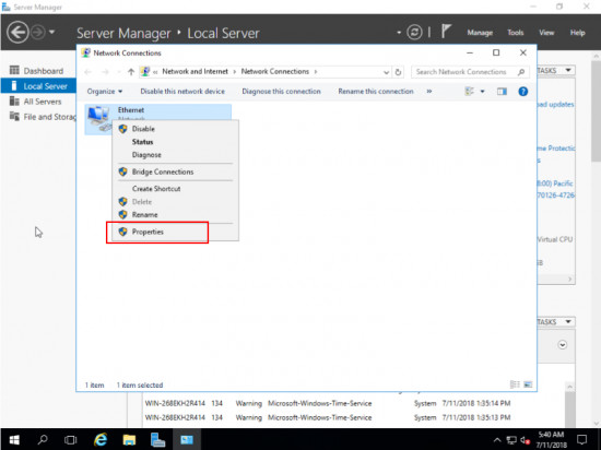 Click on the Network interface