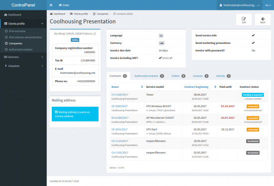 autorized contacts administration