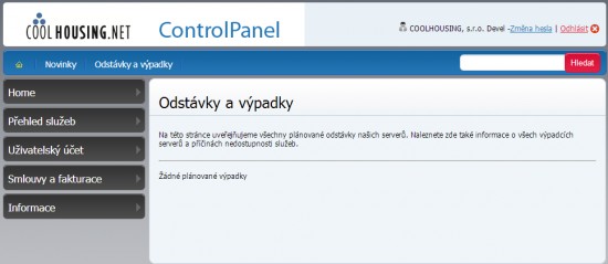 výpadky a odstávky
