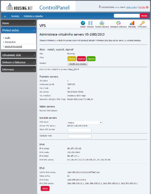 administrace VPS