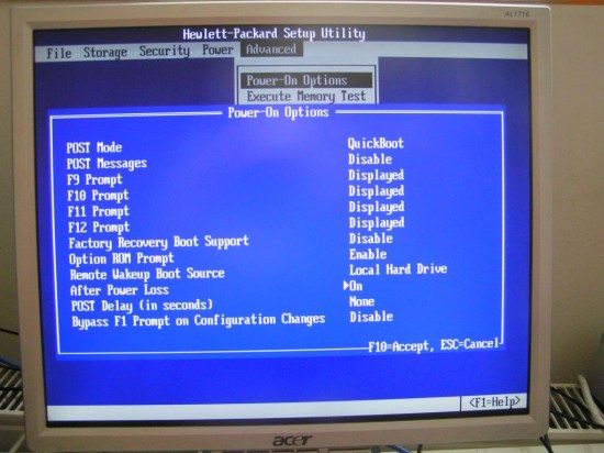 Hewlett-Packard - фотография из bios