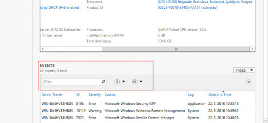 Server Manager Events