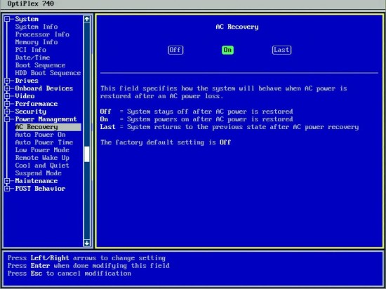 Dell server - фотография из bios