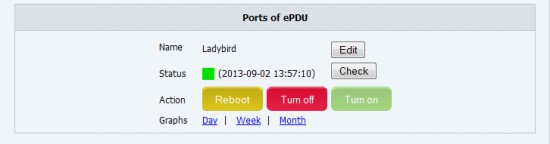 One power input - Individual inlets can be named, which will facilitate your orientation in case you need for example to quickly restart the server and you do not have time to search for notes informing about which server is connected and where