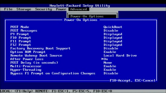 Hewlett-Packard - фотография из bios