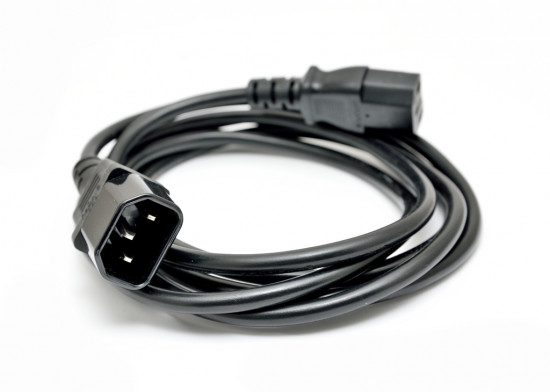 For connecting devices extending power cords fitted on one end with the C13 connector (male) and on the other end with the C14 connector (female) are usually used that can be plugged into any normal PC power source.