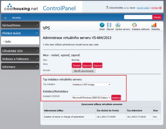 VPS Windows, System reinstallation