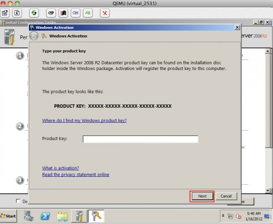 VPS Windows, System activation 2
