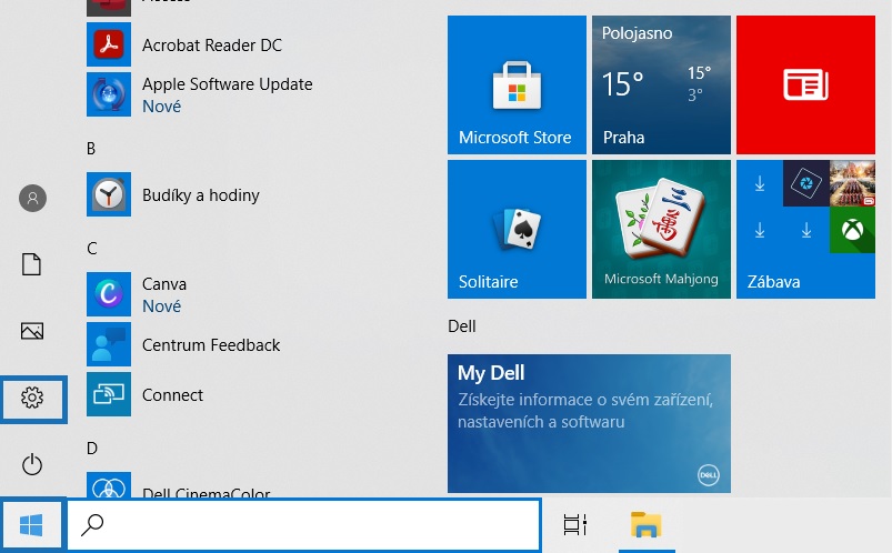 Select Start and icon Settings Select Start and icon Settings