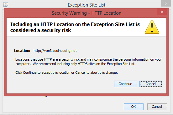 Security Warning - HTTP Location Security Warning - HTTP Location