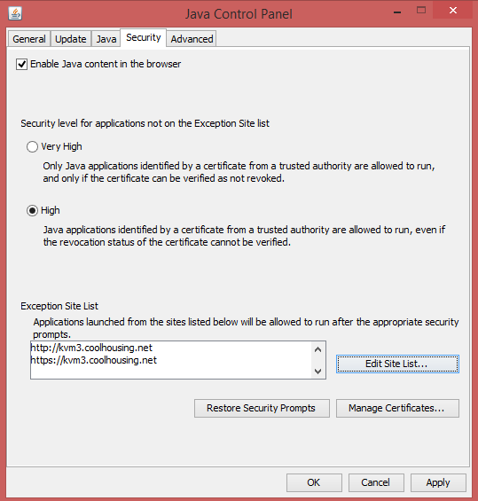 Java Control Panel Security Java Control Panel Security