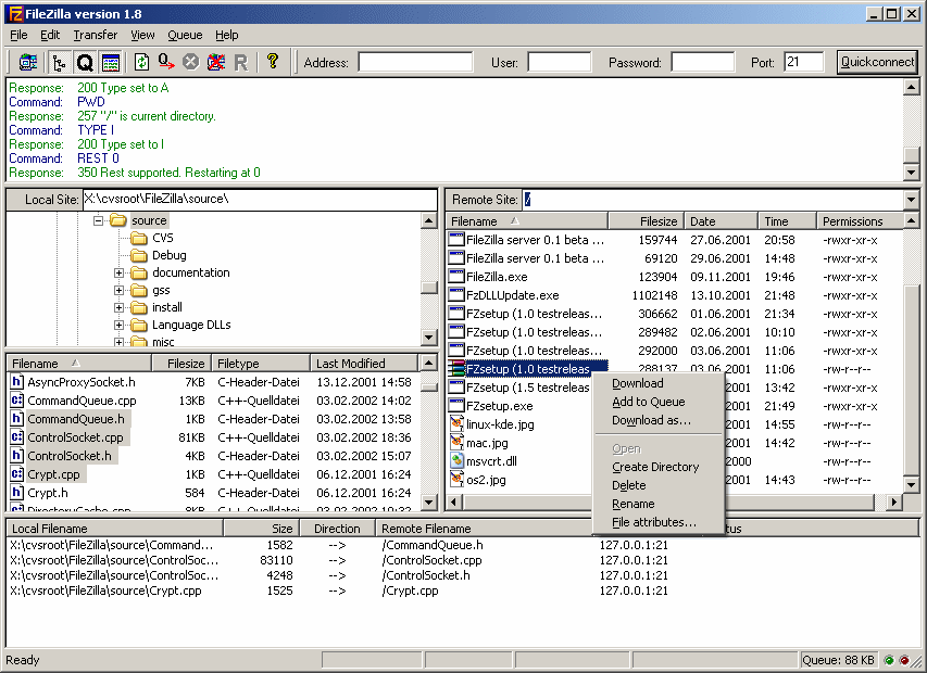 test ftp server filezilla