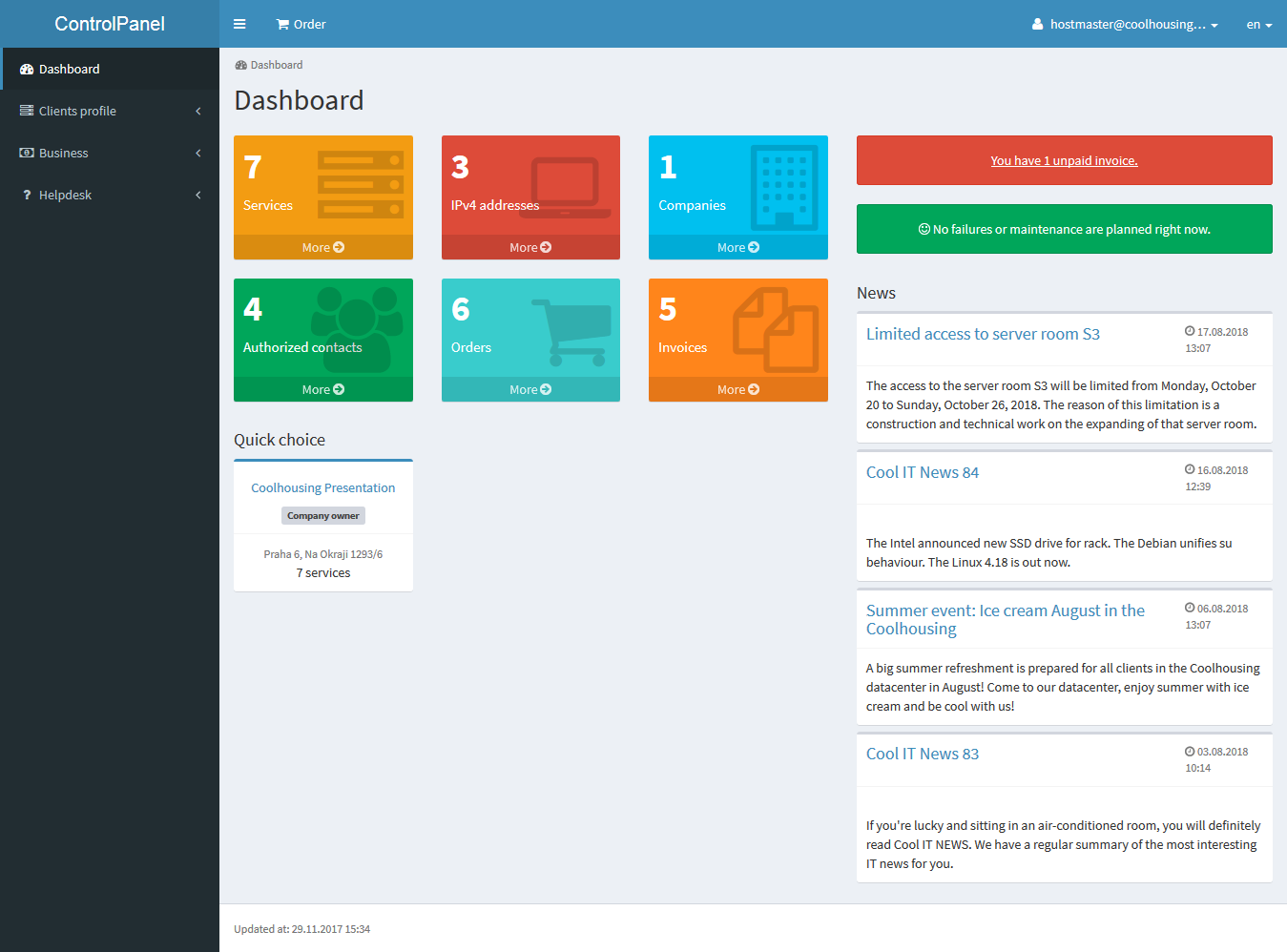 Overview of all your services in the CP Overview of all your services in the CP