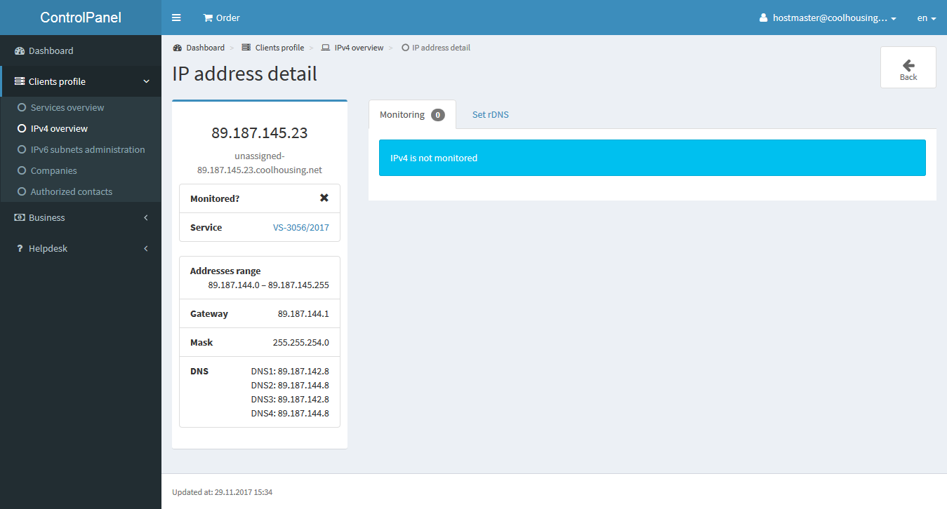 IPv4 address network settings IPv4 address network settings