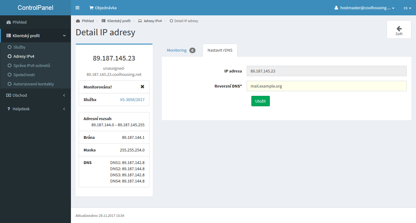 Po nastavení hodnoty DNS, uložte Po nastavení hodnoty DNS, uložte