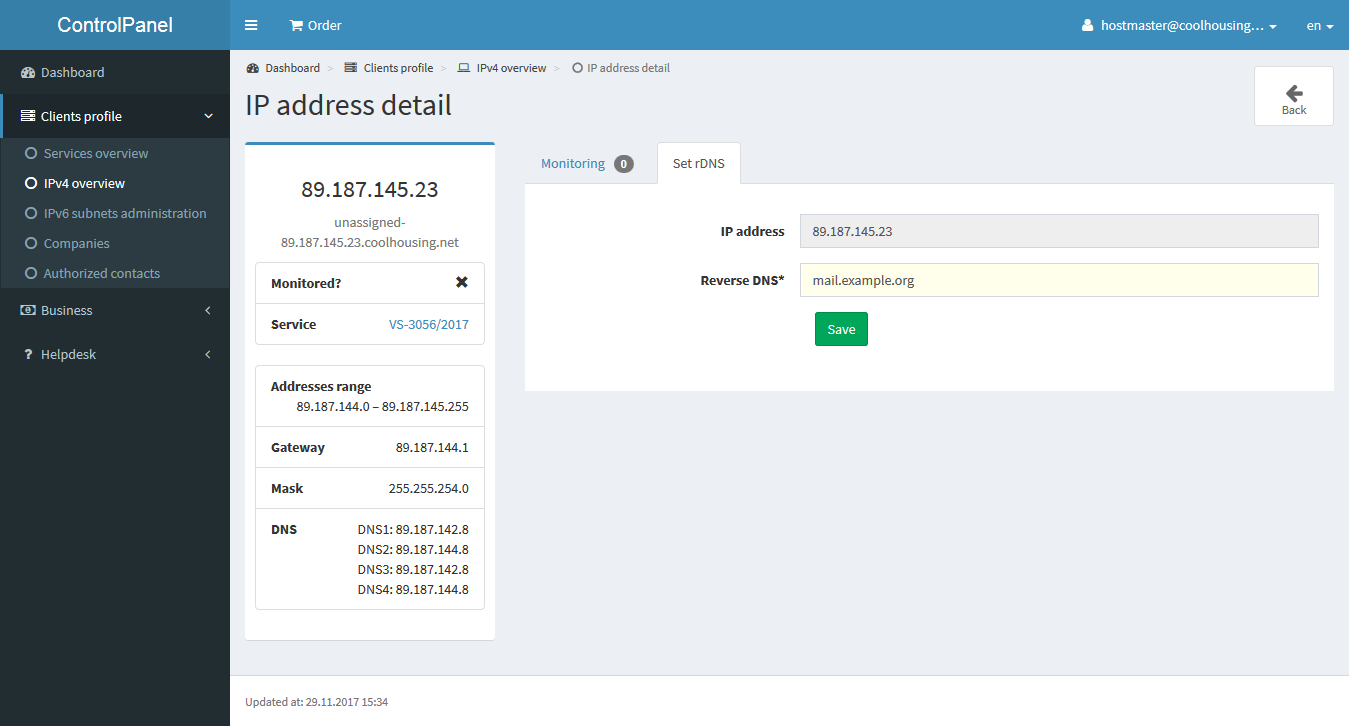 Save your rDNS setup Save your rDNS setup