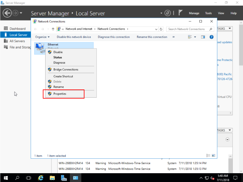 Click on the Network interface Click on the Network interface