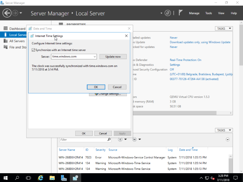 Time is set according Windows Time is set according Windows