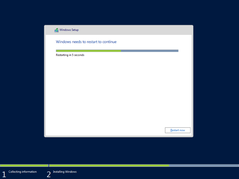 Installation will be finished by restart Installation will be finished by restart