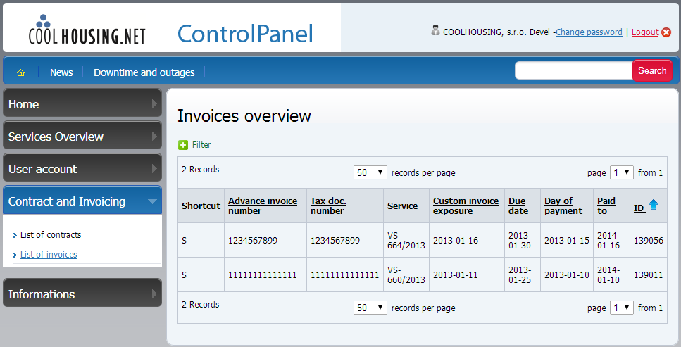 Invoices overview