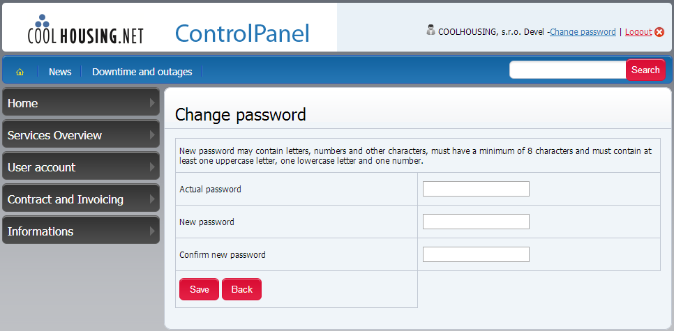 change password change password