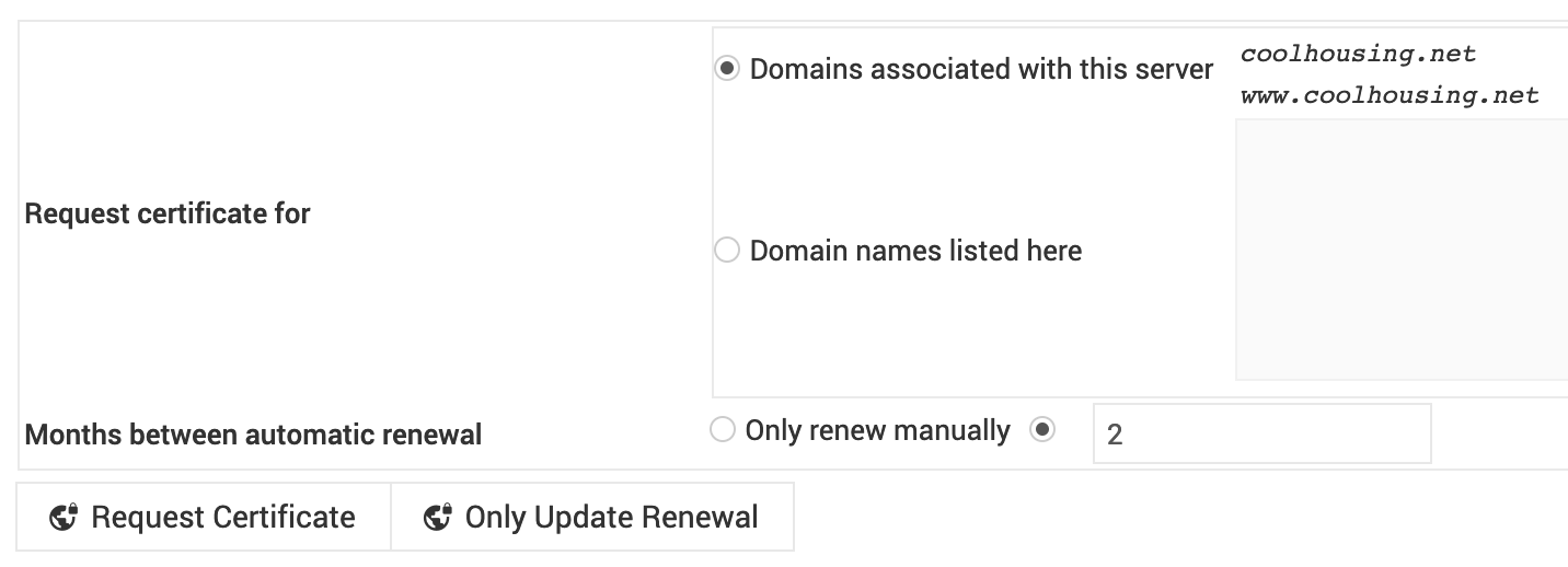 SSL certificate request