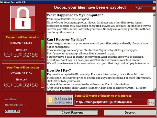 WannaCry Ransomware útočí na servery