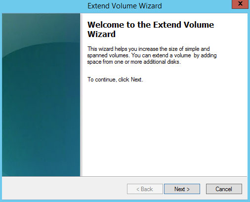 Extend Volume Wizard