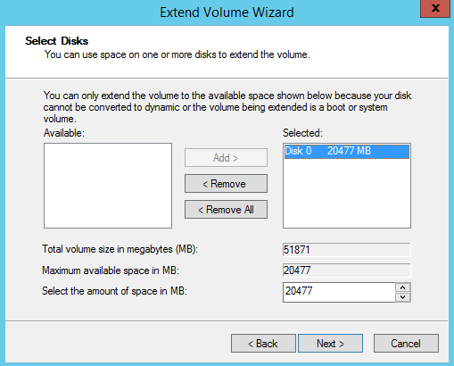 Extend Volume Wizard 2