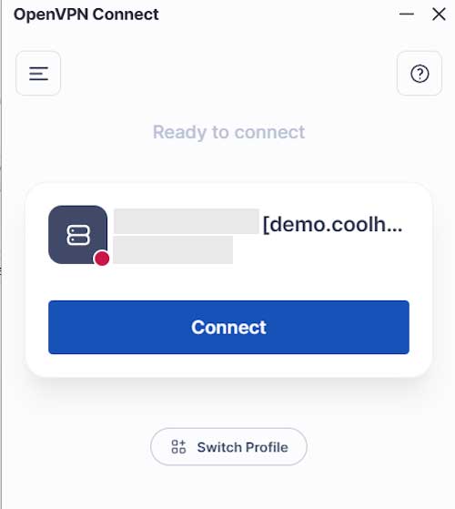 Now click on the button Connect