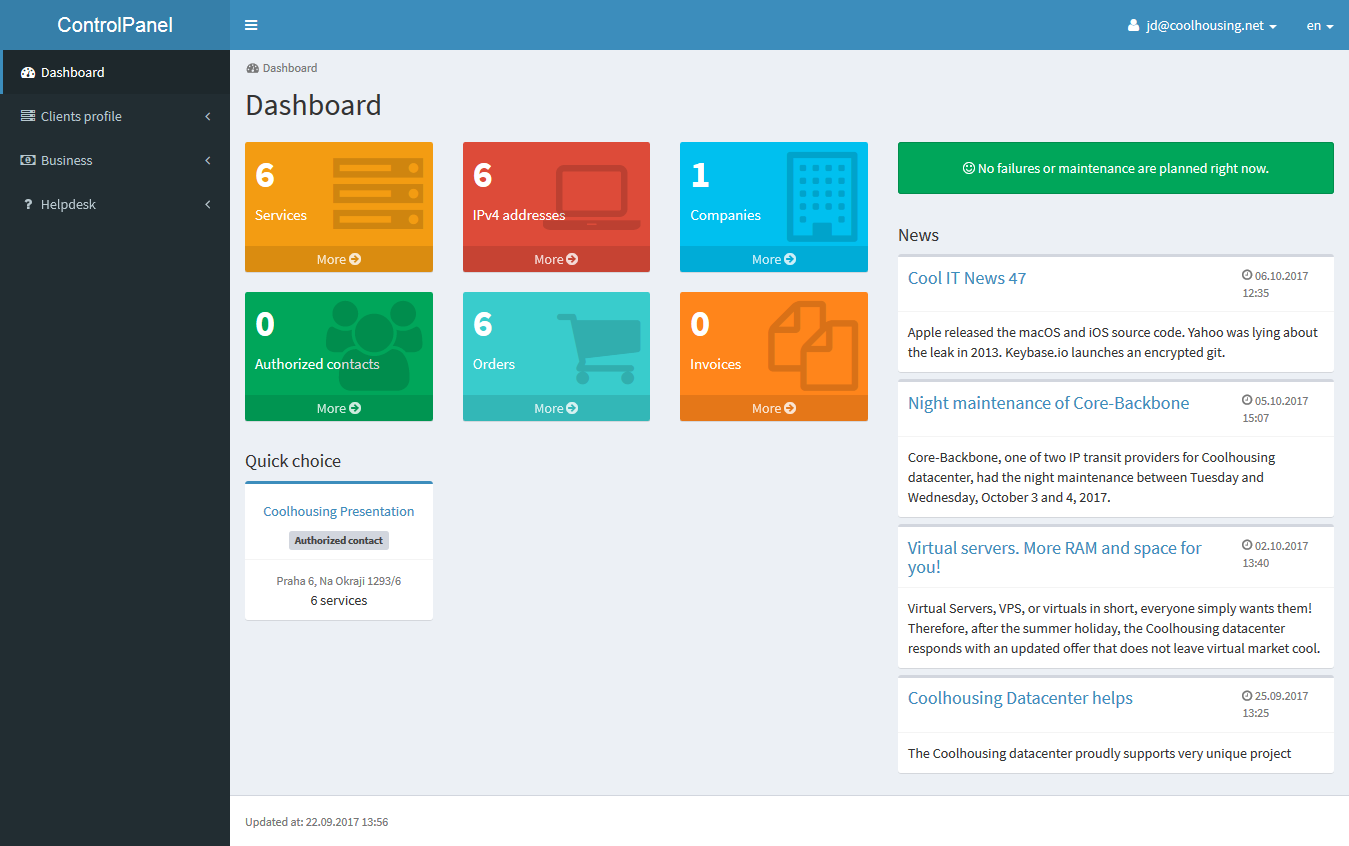 Our control panel provides all about your server