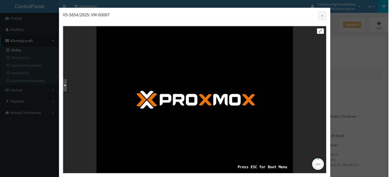 proxmox konzole