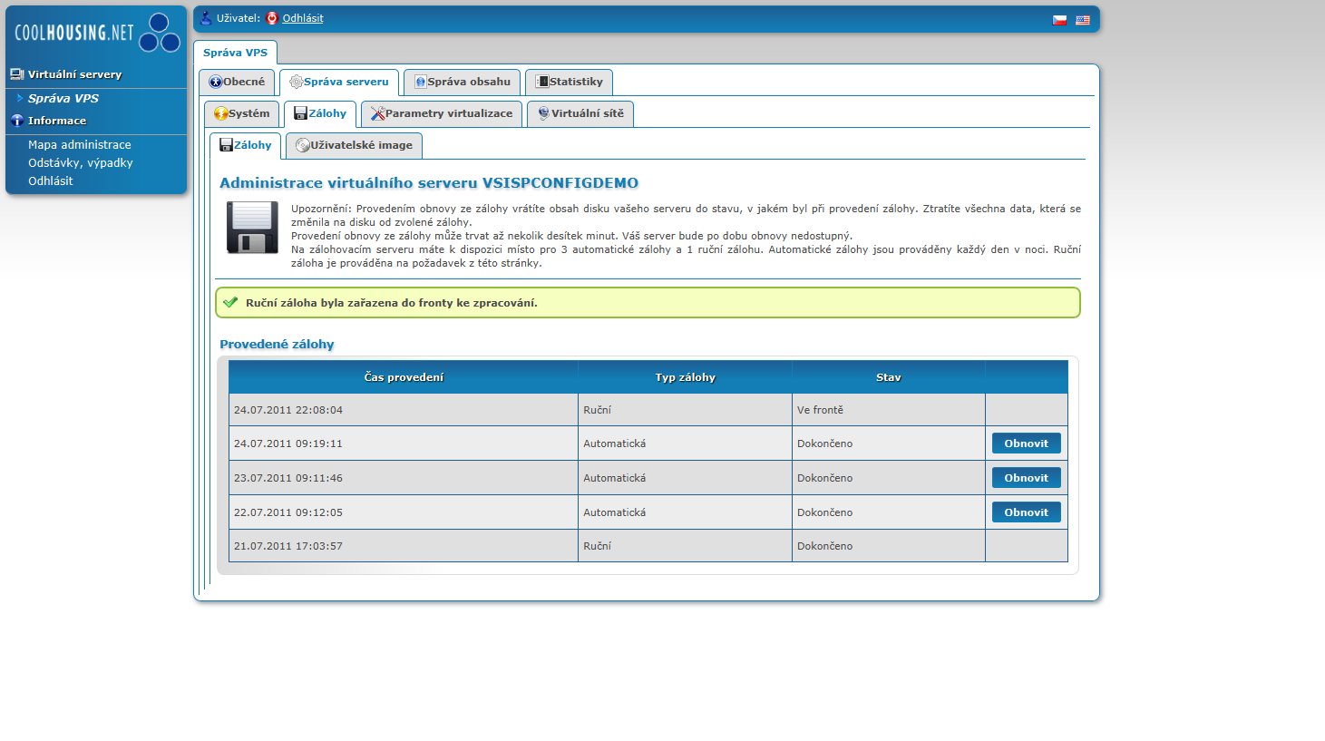 VPS backup