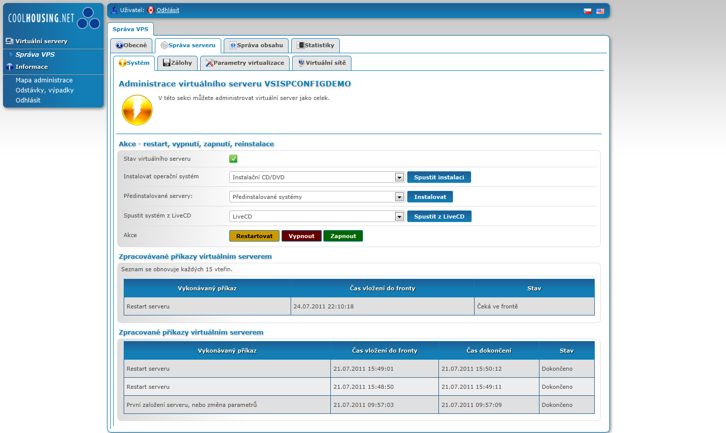 VPS administrace