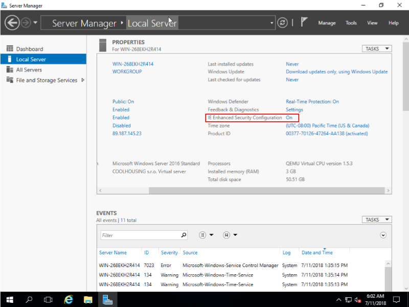 Turn off security configuration