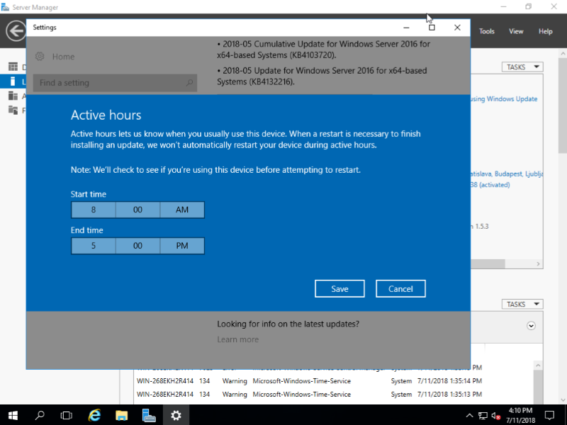 Set a time interval